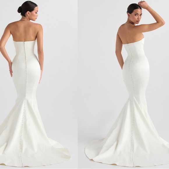 HOUSE OF CB 'Giselle' Ivory Satin Strapless Bridal Gown NWOT - Picture 6 of 15